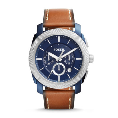 Men's Fossil Machine Brown Leather Band Chronograph Watch FS5232 - Tia