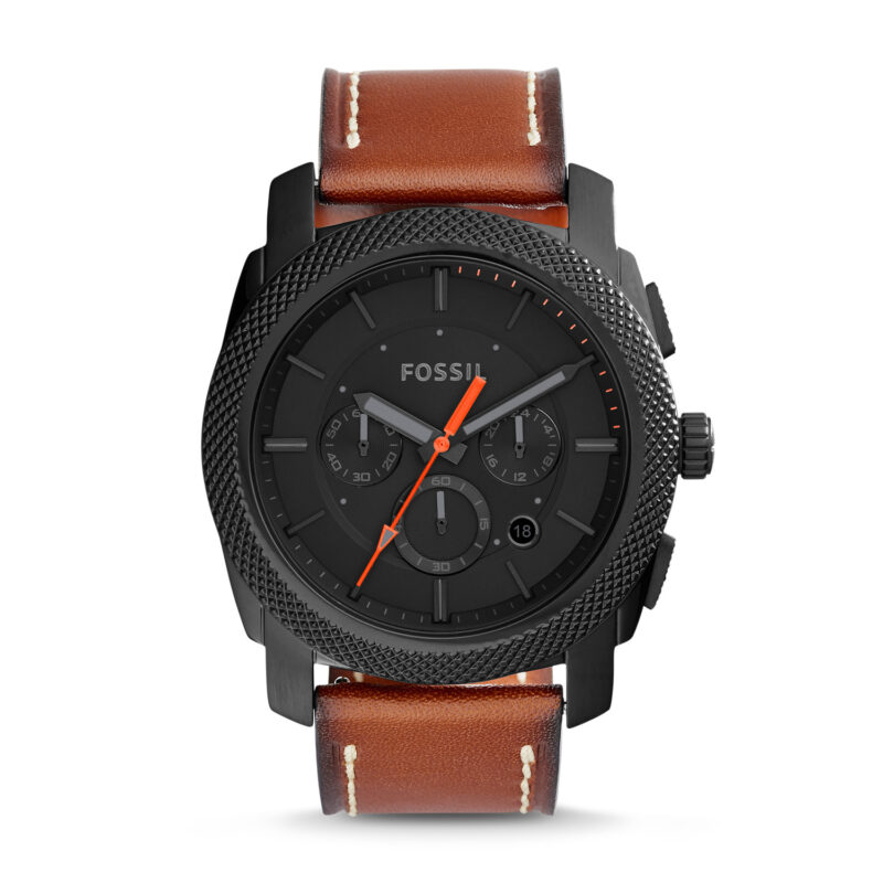 Fossil Men's Fossil Machine Brown Leather Chronograph Watch FS5234 - Tia
