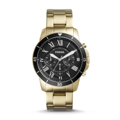 Fossil Grant Sport FS5267 Black Dial Yellow Stainless Steel Band