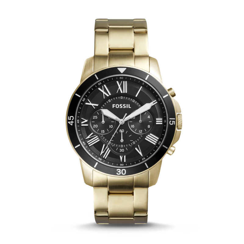 Fossil Grant Sport FS5267 Black Dial Yellow Stainless Steel Band