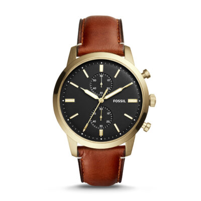 Men's Fossil Townman Chronograph Gold Tone Case Watch FS5338 - Tia