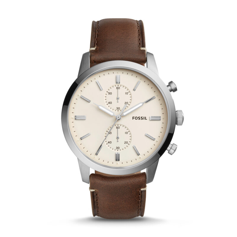 Men's Fossil Townsman Brown Leather Chronograph Watch FS5350 - Tia