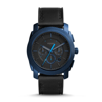 Men's Fossil Machine Chronograph Black Leather Watch FS5361 - Tia