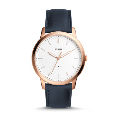 Men's Fossil The Minimalist Slim Blue Leather Band Watch FS5371 - Tia