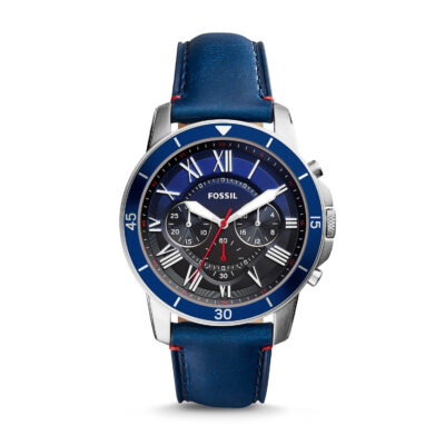 Fossil FS5373 Chronograp Blue Leather Strap Men's Watch