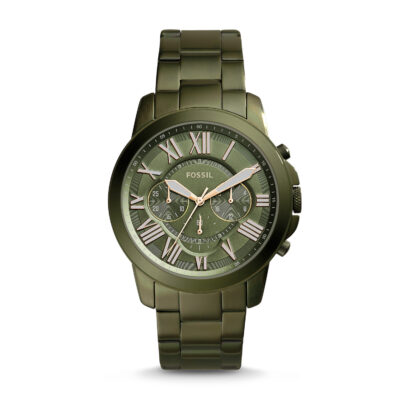 Men's Fossil Grant Dark Green Steel Chronograph Watch FS5375 - Tia
