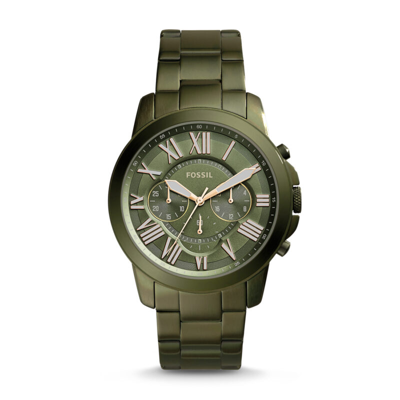 Fossil Men's Fossil Grant Dark Green Steel Chronograph Watch FS5375 - Tia