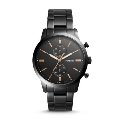 Men's Fossil Townman Chronograph Black Steel Watch FS5379 - Tia