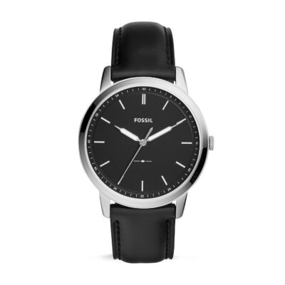 Men's Fossil Minimalist Black Leather Band Watch FS5398 - Tia