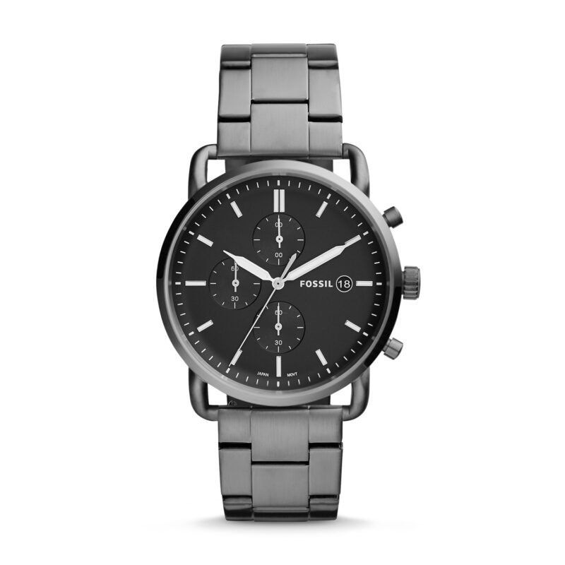 Fossil FS5400 Commuter Smoke Black Stainless Steel Chronograph 42mm Watch - Tia