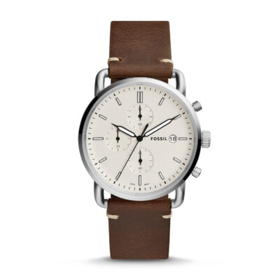 The Commuter Chronograph Brown Leather Watch - FS5402 - Fossil - Tia