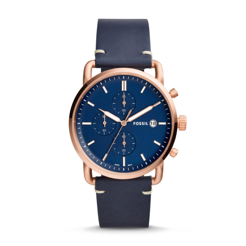 Fossil Men's Fossil Commuter Chronograph Blue Leather Strap Watch FS5404 - Tia
