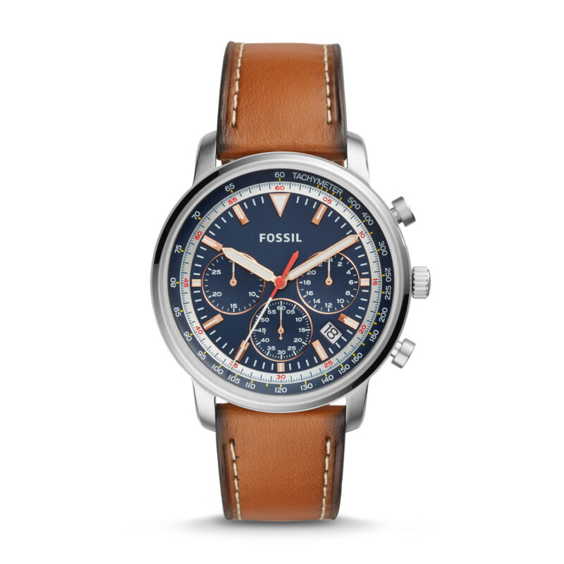 Fossil Men's Fossil Goodwin Chronograph Brown Leather Strap Watch FS5414 - Tia