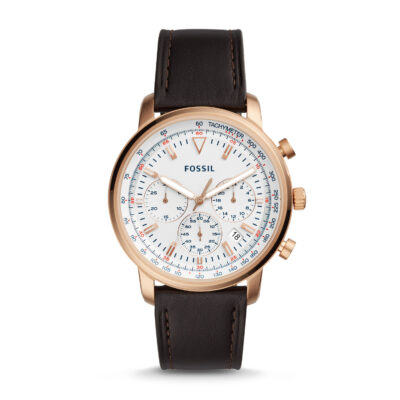 Men's Fossil Goodwin Chronograph Dark Brown Strap Watch FS5415 - Tia