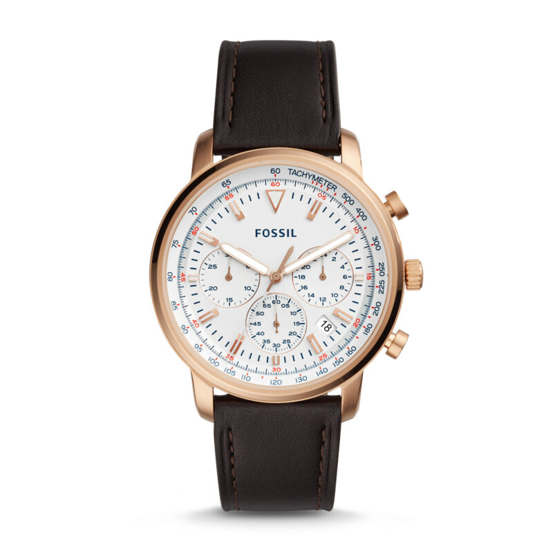Fossil Men's Fossil Goodwin Chronograph Dark Brown Strap Watch FS5415 - Tia