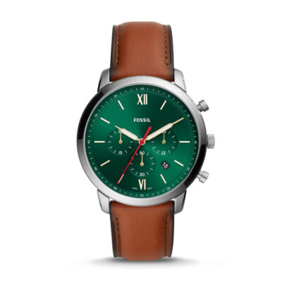 Fossil Neutra Quartz Green Dial Luggage Leather Men's Watch FS5735
