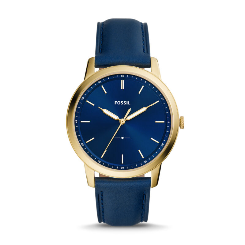 Fossil FS5789 The Minimalist Watch Mens Brown Leather Strap Navy Dial