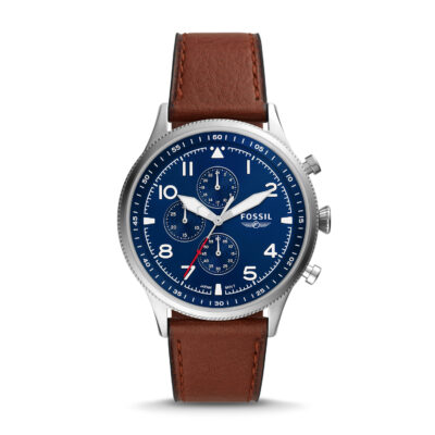 Fossil FS5832 Elegant Retro Pilot Chronograph Brown Eco Leather Watch