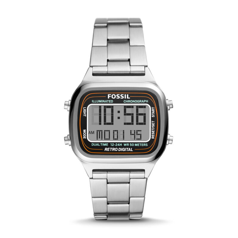 Fossil Retro Digital Stainless Steel Watch - FS5844