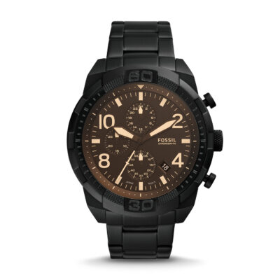  FOSSIL BRONSON Mens Wristwatch FS5876 Chrono Stainless Steel Black