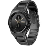 Hugo Boss Chronograph Black Dial Silver Steel Strap Watch for Men - 151080