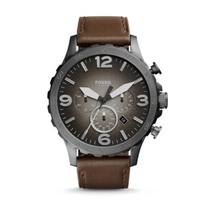 Fossil Men's Nate Quartz Stainless Steel and Leather Chronograph Watch
