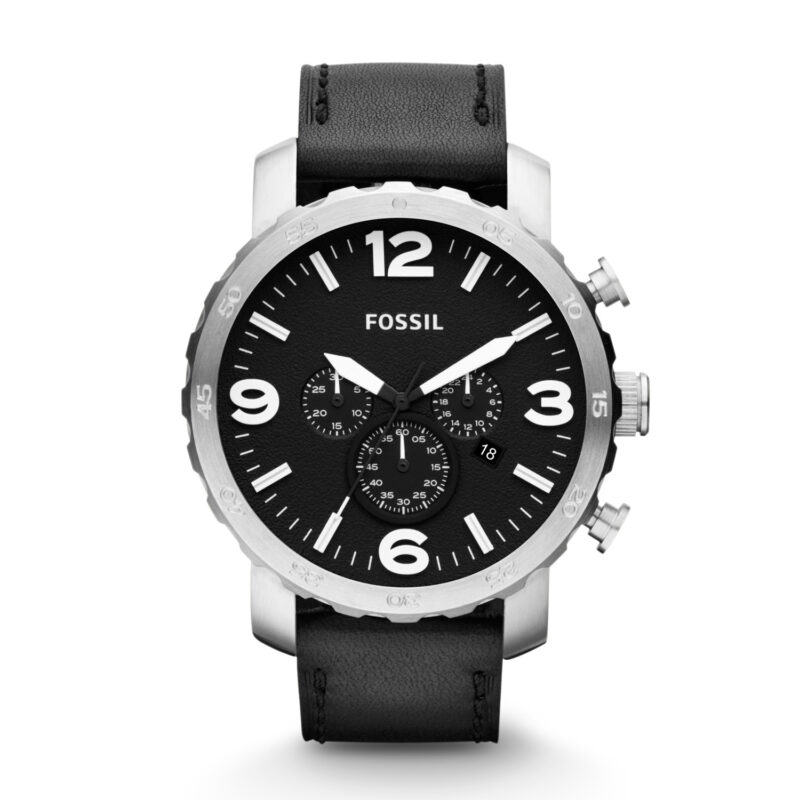 Fossil Nate Chronograph Black Leather Watch