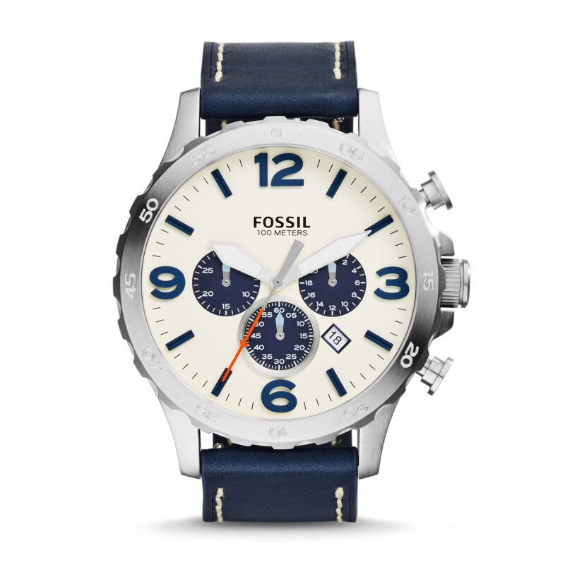 Fossil Nate Chronograph Navy Leather Watch