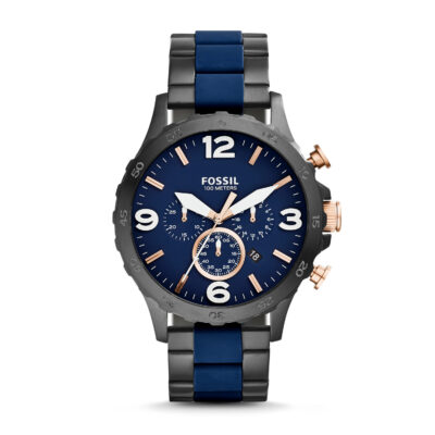 Fossil Nate Chronograph Black & Blue Stainless Steel Watch