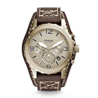 Fossil Men's Nate Chronograph Brown Leather Strap Watch JR1495
