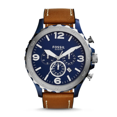 Fossil Men's Nate Chronograph Brown Leather Watch JR1504