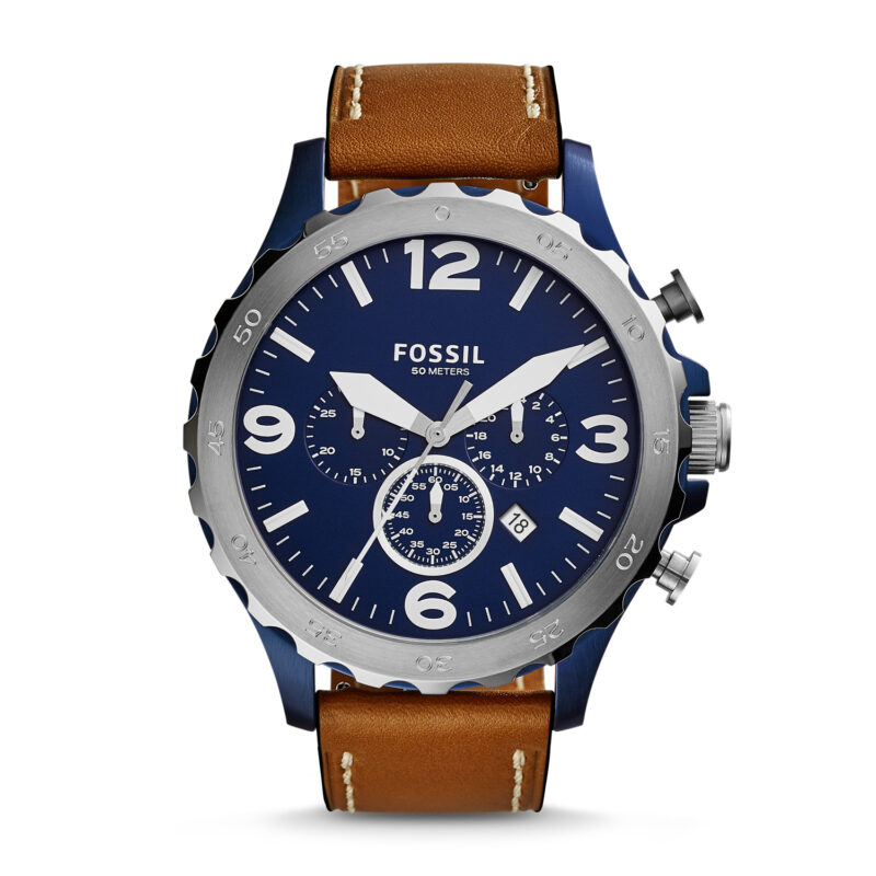 Fossil Men's Nate Chronograph Brown Leather Watch JR1504