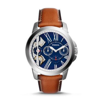 Fossil Men's Fossil Grant Brown Leather Strap Automatic Watch ME1161