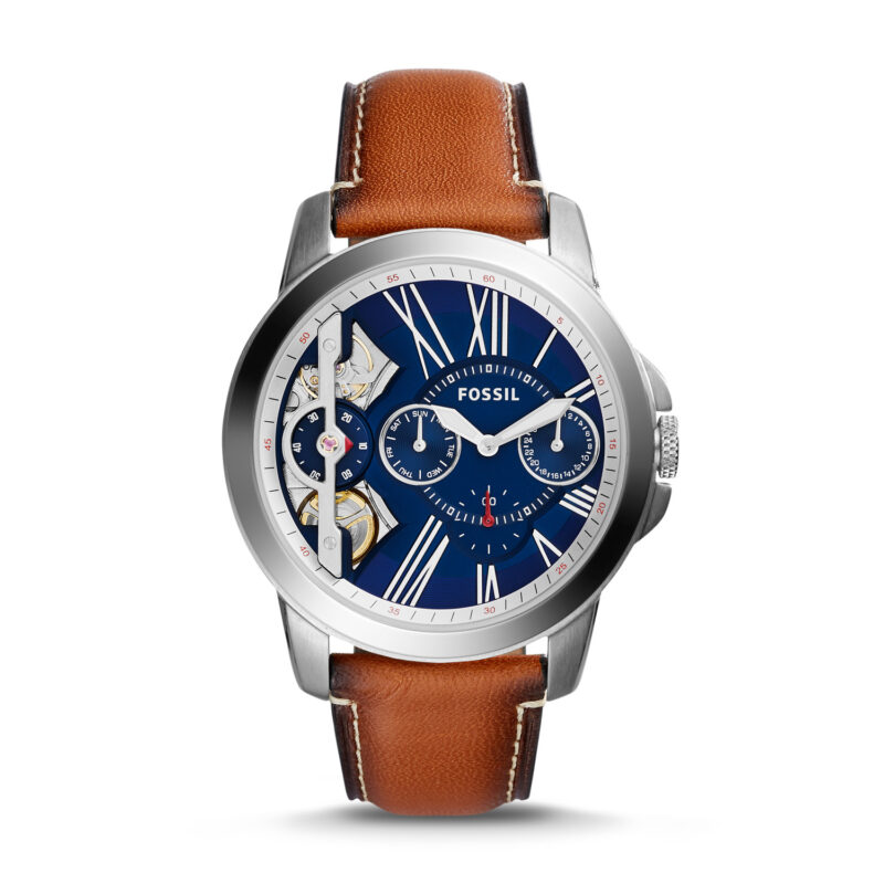 Fossil Men's Fossil Grant Brown Leather Strap Automatic Watch ME1161