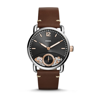 Fossil Men's Fossil Commuter Twist Brown Leather Strap Watch ME1165