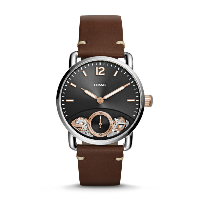 Fossil Men's Fossil Commuter Twist Brown Leather Strap Watch ME1165