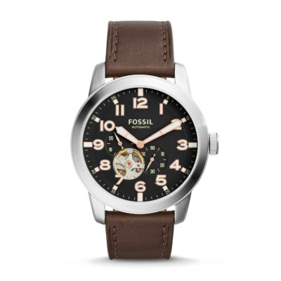 Fossil Men's Pilot 54 Automatic Brown Leather Strap Watch ME3118