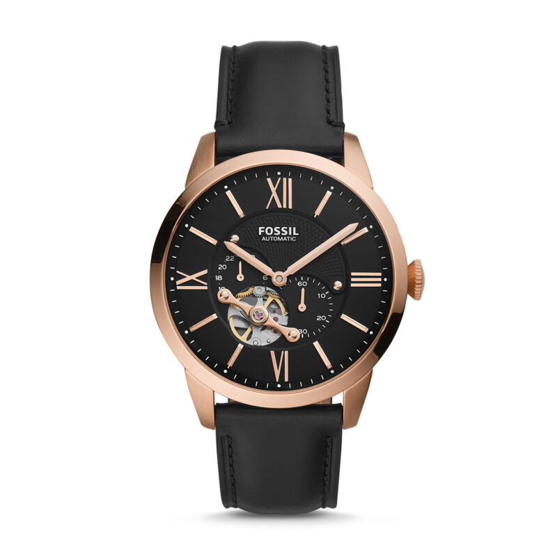 Fossil Townsman Automatic Black Leather Watch - ME3170
