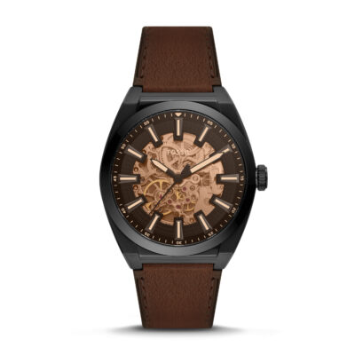 Fossil Everett Automatic Dark Brown LiteHide™ Leather Watch - ME3207