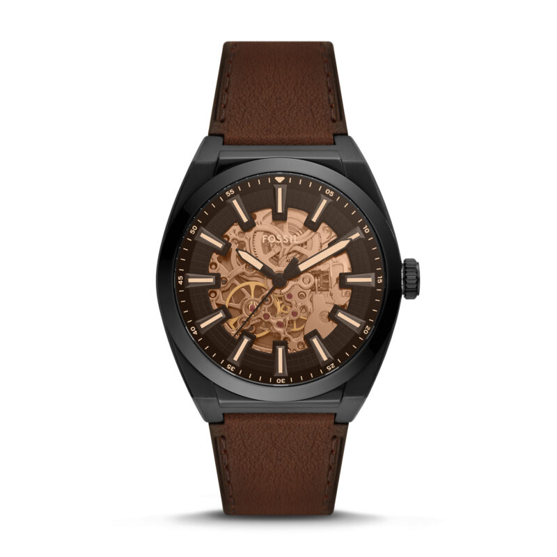 Fossil Everett Automatic Dark Brown LiteHide™ Leather Watch - ME3207