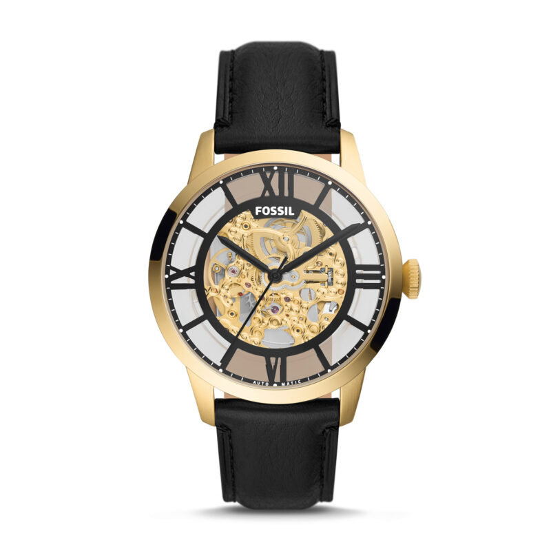 Fossil Townsman Automatic Black LiteHide™ Leather Watch - ME3210