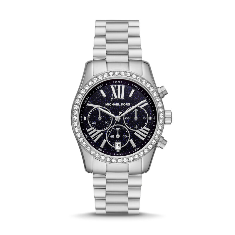 NEW Michael Kors Lexington Silver Dark Blue Unisex Watch MK7277 ...