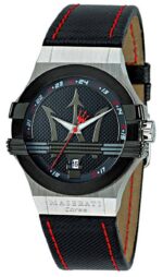 Maserati Watch Men Black Dial Leather Strap Quartz Battery Analog Three Hand Corse Potenza R8851108001