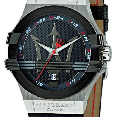 Maserati Watch Men Black Dial Leather Strap Quartz Battery Analog Three Hand Corse Potenza R8851108001