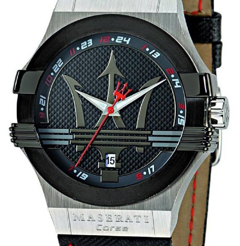 Maserati Watch Men Black Dial Leather Strap Quartz Battery Analog Three Hand Corse Potenza R8851108001
