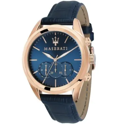 Maserati Watch Quartz Chronograph Mens Dial Blue Leather Traguardo R8871612015