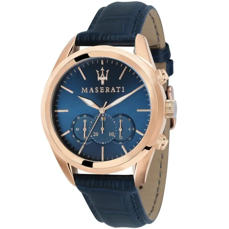 Maserati Watch Quartz Chronograph Mens Dial Blue Leather Traguardo R8871612015