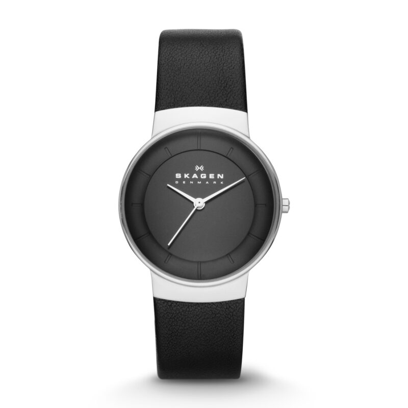 Skagen Klassic Black Dial Black Leather Ladies Watch SKW2059Watch