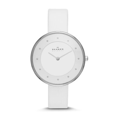 Skagen Women's Skagen Gitte White Leather Strap Watch SKW2136