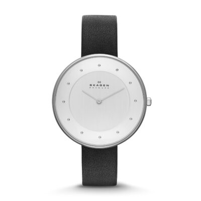 Skagen Women's Skagen Gitte Black Leather Strap Watch SKW2232